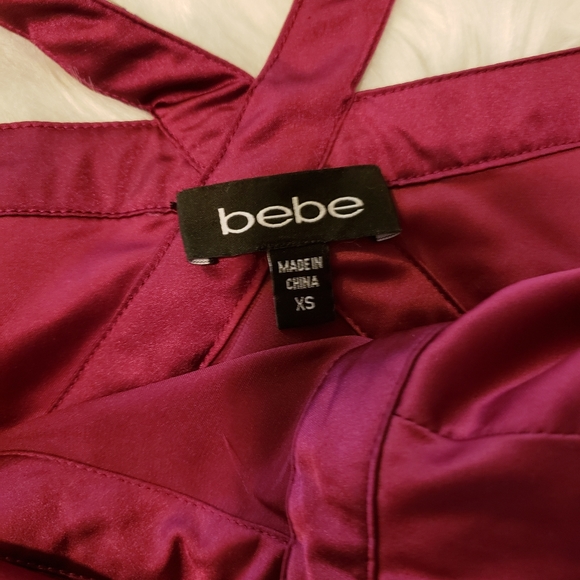 Bebe Gem embellished Satin purple top XS - Picture 5 of 6